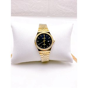 RELÓGIO VINTAGE AÇO INOXIDAVEL FEMININO FUNDO  PRETO - DOURADO