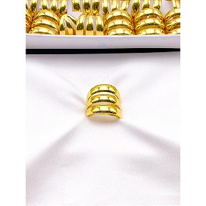 ANEL AÇO INOXIDÁVEL AJUSTÁVEL 3 FIOS LARGOS - DOURADO  (UNIDADE)