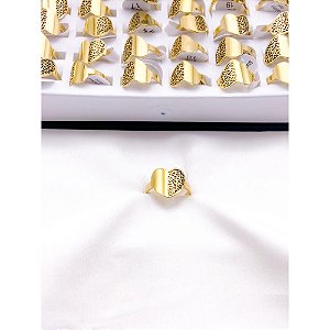 ANEL AÇO INOXIDÁVEL CORAÇÃO ARABESCOS - DOURADO  (UNIDADE)