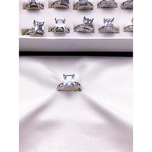 ANEL AÇO INOXIDÁVEL PEDRA CRISTAL - PRATEADO  (UNIDADE)