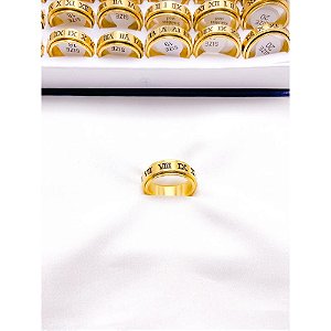 ANEL AÇO INOXIDÁVEL ROTATIVO 6MM ALGARISMOS ROMANOS - DOURADO (UNIDADE)