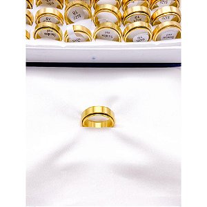 ALIANÇA AÇO INOXIDÁVEL ROTATIVA LISA 6MM  - DOURADA (UNIDADE)