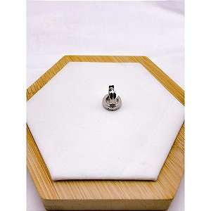 BRINCO AÇO INOX ARGOLINHA CLICK TRABALHADA PP- PRATEADA