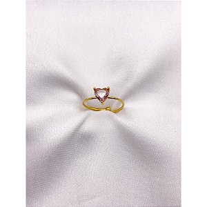 ANEL AÇO INOXIDÁVEL AJUSTÁVEL CORAÇÃO ROSA - DOURADO  (UNIDADE)