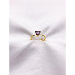 ANEL AÇO INOXIDÁVEL AJUSTÁVEL CORAÇÃO VERMELHO - DOURADO  (UNIDADE)