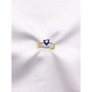 ANEL AÇO INOXIDÁVEL AJUSTÁVEL CORAÇÃO AZUL - DOURADO  (UNIDADE)