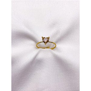 ANEL AÇO INOXIDÁVEL AJUSTÁVEL CORAÇÃO CHAMPANHE - DOURADO  (UNIDADE)