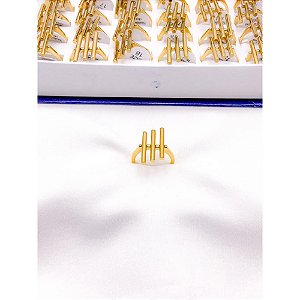 ANEL AÇO INOXIDÁVEL 3 FILETES - DOURADO (UNIDADE)