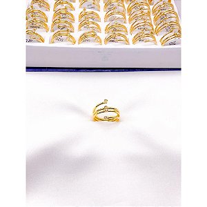 ANEL AÇO INOXIDÁVEL 4 FIOS PEDRA CRISTAL - DOURADO  (UNIDADE)