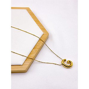 COLAR AÇO INOXIDÁVEL  45CM PINGENTE LETRA "G" - DOURADO