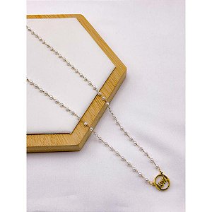 COLAR AÇO INOXIDÁVEL  45CM PÉROLAS LOVE - DOURADO