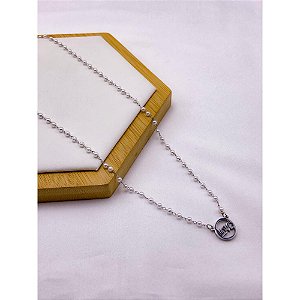 COLAR AÇO INOXIDÁVEL  45CM PÉROLAS LOVE - PRATEADO