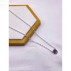 COLAR AÇO INOXIDÁVEL  45CM PÉROLAS ÁRVORE DA VIDA - PRATEADO
