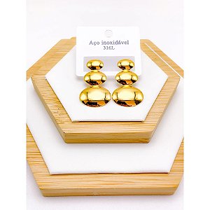 BRINCO AÇO INOXIDÁVEL GEOMETRICO  - DOURADO