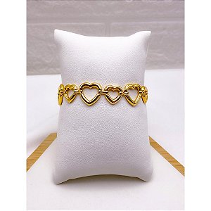 PULSEIRA AÇO INOX  CORRENTARIA ELO CORAÇÃO - DOURADA