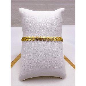 PULSEIRA AÇO INOX  FOLHAS COM DETALHES - DOURADA