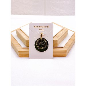 PINGENTE AÇO INOXIDÁVEL ARVORE DA VIDA - DOURADO