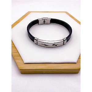 PULSEIRA SILICONE AÇO INOXIDAVEL  22CM - PRATEADA