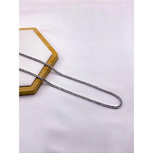 CORRENTE ELO GRUMET QUADRADA 60CM AÇO INOXIDÁVEL - PRATEADA