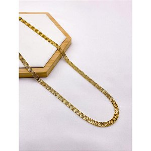 CORRENTE AÇO INOXIDAVEL MALHA ESTEIRA 6.0MM 60CM - DOURADA