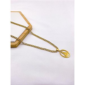 CORRENTE DE AÇO INOXIDAVEL 60CM ELO GRUMET 1.4MM PINGENTE NOSSA SENHORA - DOURADA
