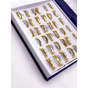 CAIXA DE ALIANÇA TRADICIONAL AÇO INOXIDÁVEL 4MM QUADRADA LISA - DOURADO