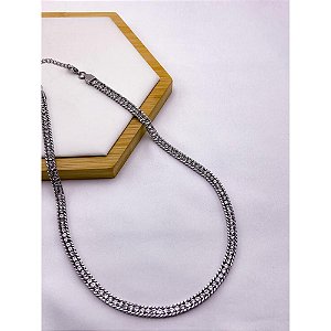 COLAR AÇO INOXIDÁVEL 45 CM RIVIERA CRISTAL - PRATEADO