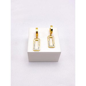 ARGOLINHA CLICK AÇO INOXIDÁVEL PINGENTE GEOMETRICO CRAVEJADO PEROLADO - DOURADO