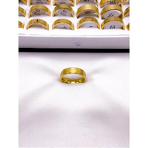 ANEL AÇO INOXIDÁVEL 4MM ORAÇÃO PAI NOSSO - DOURADO (UNIDADE)