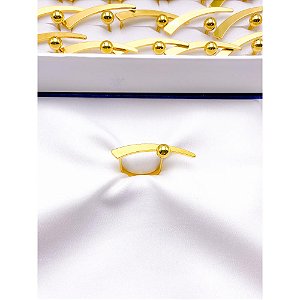 ANEL AÇO INOXIDÁVEL AJUSTAVEL GEOMETRICO - DOURADO (UNIDADE)