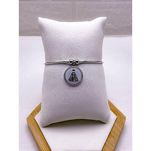BRACELETE AÇO INOXIDÁVEL NOSSA SENHORA - PRATEADO