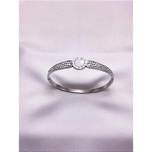 BRACELETE AÇO INOXIDÁVEL ALGARISMOS ROMANOS PEROLADO - PRATEADO