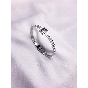 BRACELETE AÇO INOXIDÁVEL CRAVEJADO - PRATEADO