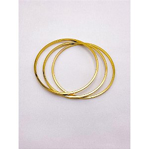 KIT 3 PULSEIRAS AÇO INOXIDÁVEL LISA QUADRADA - DOURADA