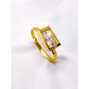 BRACELETE RELÓGIO AÇO INOXIDÁVEL  FUNDO BRANCO - DOURADO