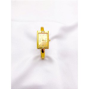 BRACELETE RELÓGIO AÇO INOXIDÁVEL  FUNDO DOURADO - DOURADO