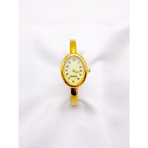 BRACELETE RELÓGIO AÇO INOXIDÁVEL  FUNDO DOURADO - DOURADO
