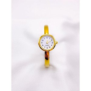 BRACELETE RELÓGIO AÇO INOXIDÁVEL  FUNDO BRANCO - DOURADO