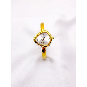 BRACELETE RELÓGIO AÇO INOXIDÁVEL  FUNDO BRANCO - DOURADO