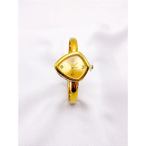 BRACELETE RELÓGIO AÇO INOXIDÁVEL  FUNDO DOURADO - DOURADO
