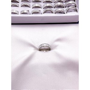 ANEL  AÇO INOXIDÁVEL 2 FILETES BRANCO  6MM  - PRATEADO (UNIDADE)