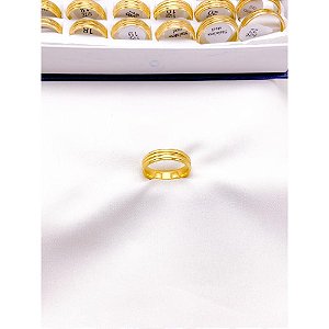 ALIANCA ACO INOXIDAVEL DIAMANTADA DOURADA 6MM - (UNIDADE)