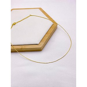 COLAR AÇO INOXIDÁVEL 45CM  ELO SEMI RIGIDO - DOURADA