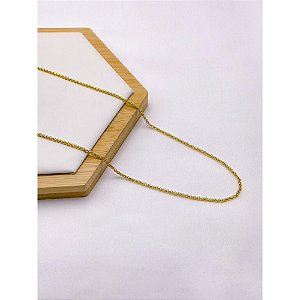 COLAR AÇO INOXIDÁVEL 45CM  MINI ELO PORTUGUES - DOURADA