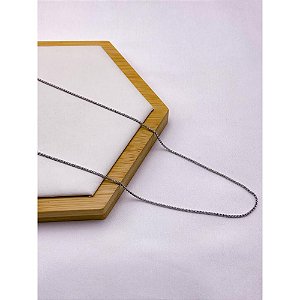 COLAR AÇO INOXIDÁVEL 45CM  ELO TIJOLINHO - PRATEADA