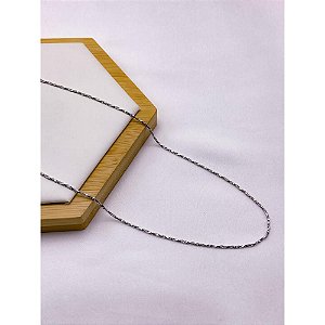 COLAR AÇO INOXIDÁVEL 45CM  ELO TORCIDO - PRATEADA
