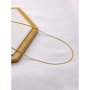 COLAR AÇO INOXIDÁVEL 45CM  ELO BOLINHAS - DOURADA