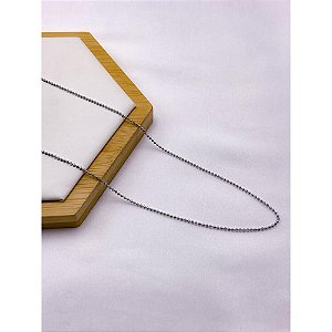 COLAR AÇO INOXIDÁVEL 45CM  ELO BOLINHAS  - PRATEADA
