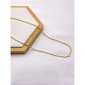 COLAR AÇO INOXIDÁVEL 45CM  ELO TORCIDOS  - DOURADA