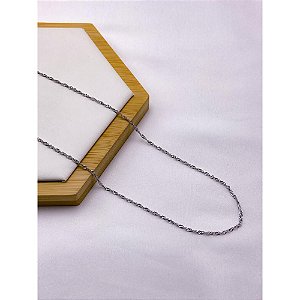 COLAR AÇO INOXIDÁVEL 45CM  ELO TORCIDOS  - PRATEADA